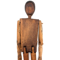 SOLD Unusual Older Inuit Carved Articulated Figure with Sad Face and Sinew Joints