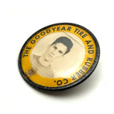 Very Young Goodyear Tire and Rubber Co. Worker's Photo ID Badge on Leather Mount, As Found