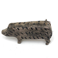 Sweet Painted Wood Pig with Wire Tail
