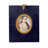 Early 19th Century Portrait Miniature of a Wonderfully Masculine Looking Young Woman with Red Shawl on Bone