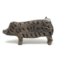 Sweet Painted Wood Pig with Wire Tail