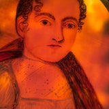 Early 19th Century Portrait Miniature of a Wonderfully Masculine Looking Young Woman with Red Shawl on Bone