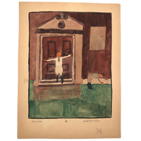Fooling, c. 1930s Child's Watercolor Drawing