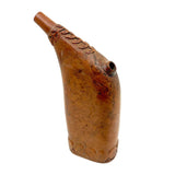 SOLD Beautiful, Unusual Antique Treen Powder Flask with Lovingly Carved Decoration