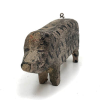 Sweet Painted Wood Pig with Wire Tail