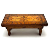 Wonderful Antique Folk Art Parquetry Stool with Delights Everywhere