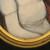 Early 19th Century Portrait Miniature of a Wonderfully Masculine Looking Young Woman with Red Shawl on Bone