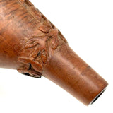 SOLD Beautiful, Unusual Antique Treen Powder Flask with Lovingly Carved Decoration