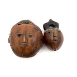 Pair of Antique Handcarved Tagua Nut Japanese Netsuke with Many Faces