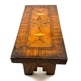 Wonderful Antique Folk Art Parquetry Stool with Delights Everywhere