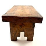 Wonderful Antique Folk Art Parquetry Stool with Delights Everywhere