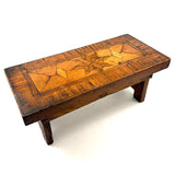Wonderful Antique Folk Art Parquetry Stool with Delights Everywhere