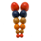 Colorful Set of Treen Nesting Eggs with Best Red Patina