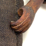 c. Late 19th Century Hand-carved Indigenous Folk Art Doll with Turned Head and Leather and Wool Scrap Clothing