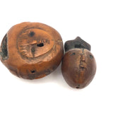 Pair of Antique Handcarved Tagua Nut Japanese Netsuke with Many Faces