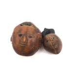 Pair of Antique Handcarved Tagua Nut Japanese Netsuke with Many Faces