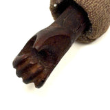 c. Late 19th Century Hand-carved Indigenous Folk Art Doll with Turned Head and Leather and Wool Scrap Clothing