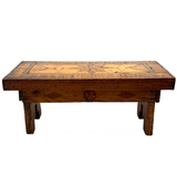 Wonderful Antique Folk Art Parquetry Stool with Delights Everywhere