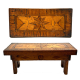 Wonderful Antique Folk Art Parquetry Stool with Delights Everywhere