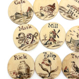 London Plaything, C. 1810s Double Sided Bone Alphabet (Mixed) Set with Letters and Pictures in Original Bone Case