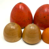 Colorful Set of Treen Nesting Eggs with Best Red Patina