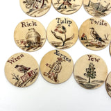 London Plaything, C. 1810s Double Sided Bone Alphabet (Mixed) Set with Letters and Pictures in Original Bone Case