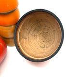 Colorful Set of Treen Nesting Eggs with Best Red Patina