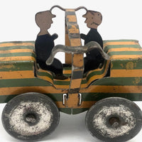Early 20th C. Penny Toy Striped Car with Pair of Figures