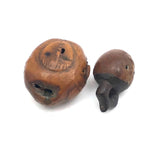 Pair of Antique Handcarved Tagua Nut Japanese Netsuke with Many Faces