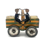 Early 20th C. Penny Toy Striped Car with Pair of Figures