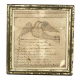 On Writing, Marvelous Early 19th C. Ink Drawing with Poem in Period Frame