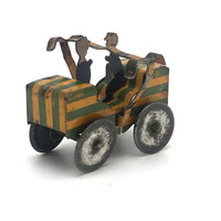 Early 20th C. Penny Toy Striped Car with Pair of Figures