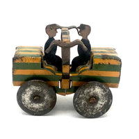 Early 20th C. Penny Toy Striped Car with Pair of Figures