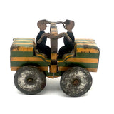 Early 20th C. Penny Toy Striped Car with Pair of Figures