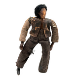 c. Late 19th Century Hand-carved Indigenous Folk Art Doll with Turned Head and Leather and Wool Scrap Clothing