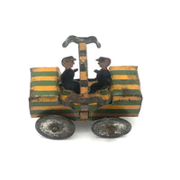 Early 20th C. Penny Toy Striped Car with Pair of Figures