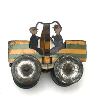 Early 20th C. Penny Toy Striped Car with Pair of Figures