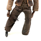 c. Late 19th Century Hand-carved Indigenous Folk Art Doll with Turned Head and Leather and Wool Scrap Clothing