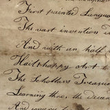 On Writing, Marvelous Early 19th C. Ink Drawing with Poem in Period Frame