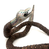 SOLD Old Folk Art Bottle Cap Snake with Carved Wood Head and Tail and Polka Dots