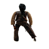 c. Late 19th Century Hand-carved Indigenous Folk Art Doll with Turned Head and Leather and Wool Scrap Clothing