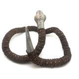 SOLD Old Folk Art Bottle Cap Snake with Carved Wood Head and Tail and Polka Dots