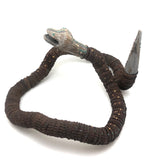 SOLD Old Folk Art Bottle Cap Snake with Carved Wood Head and Tail and Polka Dots