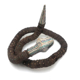 SOLD Old Folk Art Bottle Cap Snake with Carved Wood Head and Tail and Polka Dots