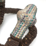 SOLD Old Folk Art Bottle Cap Snake with Carved Wood Head and Tail and Polka Dots