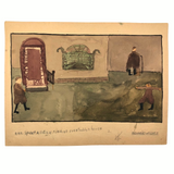 I Spent All Day Roaming Over Teddy's House, c. 1930s Child's Watercolor Drawing
