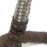 SOLD Old Folk Art Bottle Cap Snake with Carved Wood Head and Tail and Polka Dots