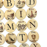 London Plaything, C. 1810s Double Sided Bone Alphabet (Mixed) Set with Letters and Pictures in Original Bone Case