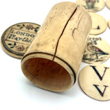 London Plaything, C. 1810s Double Sided Bone Alphabet (Mixed) Set with Letters and Pictures in Original Bone Case