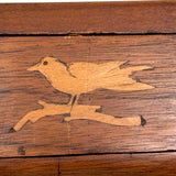 Sweet Little Antique Book Shaped Secret Opening Box with Inlaid Bird